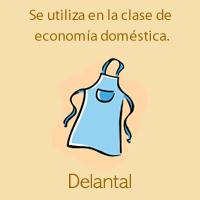 Delantal　Se utiliza en la clase de economía doméstica.